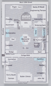 “Campus Map,” CU Libraries Exhibitions , accessed April 17, 2013, https://exhibitions.cul.columbia.edu/items/show/5620.